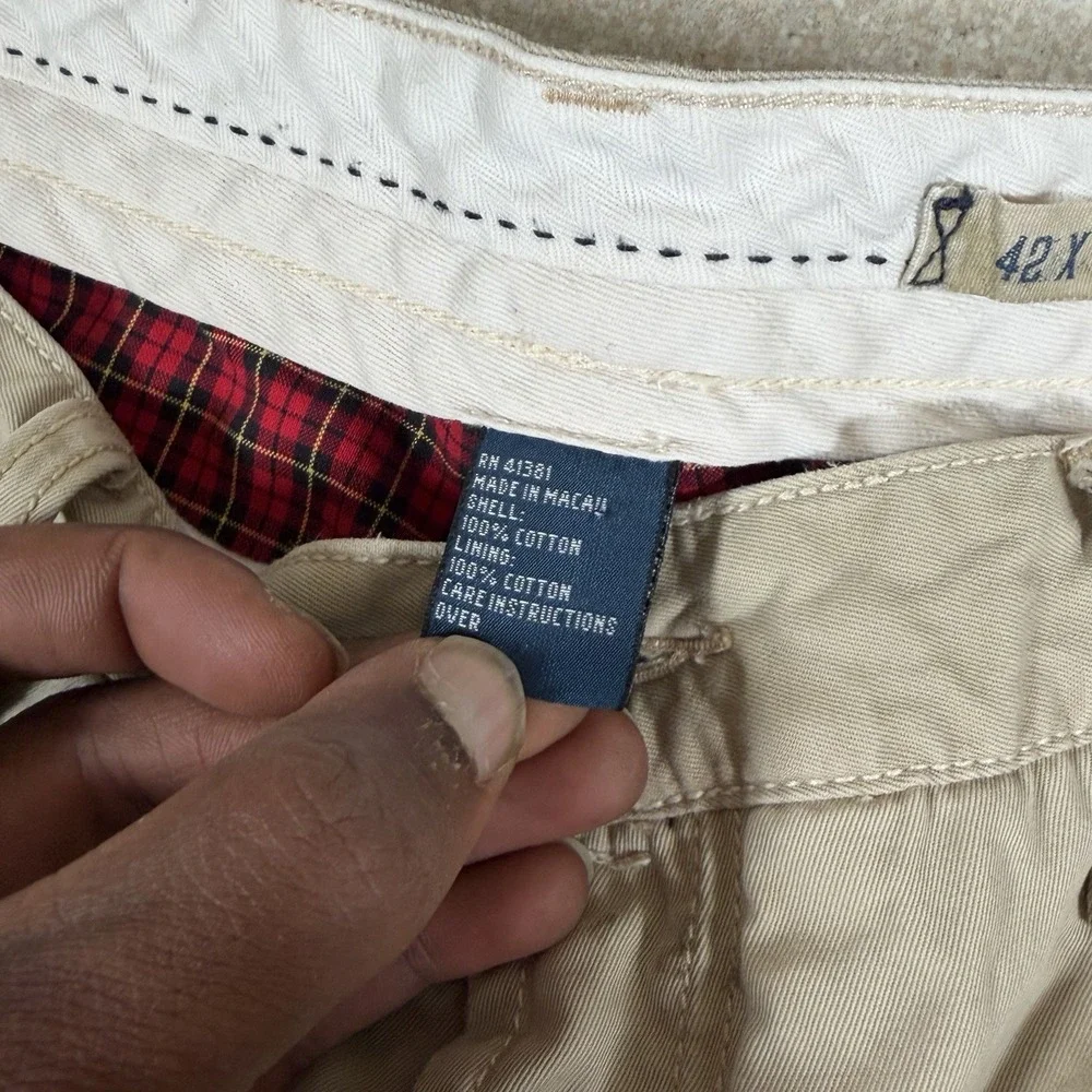 Vtg Polo Ralph Lauren 867 Pants Beige Red Flannel Lined Chino Winter Plaid 40x31